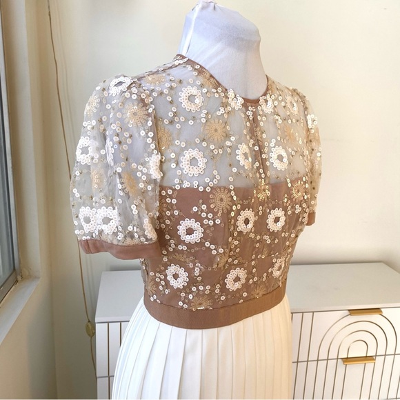 Self-Portrait “Flower Sequin Pleated Maxi Dress, Sz US 6 / UK 10, NWT - Perfect - Picture 6 of 16